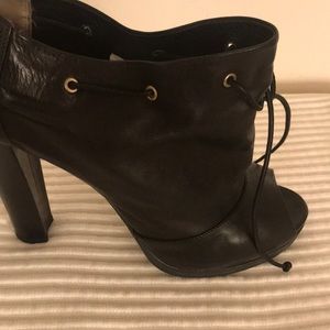 Fendi Black Leather Open Toe Booties